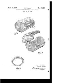 Heisey #1469 Ridgeleigh Cigarette Box Design Patent D 99085-1