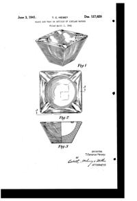 Heisey #1489 Puritan Ash Tray Design Patent D127620-1