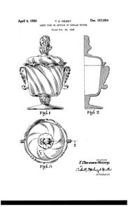 Heisey #1519 Waverly Candy Dish Design Patent D157954-1
