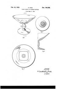 Heisey #1951 Cabochon Compote Design Patent D168795-1
