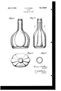 Owens-Illinois Duraglas Water Bottle Design Patent D 92828-1
