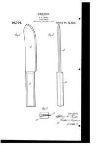 Buffalo Knife Design Patent D 56764-1