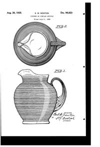 Imperial # 701 Reeded Pitcher Design Patent D 96623-1