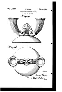 Imperial # 280 Crystal Shell/Corinthian/Tiara 2-Lite Candle Holder Design Patent D120408-1
