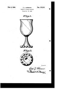 Imperial # 400 Candlewick Goblet Design Patent D137211-1
