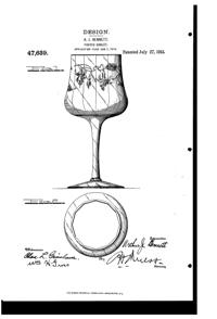 Cambridge # 764 Marjorie Etch on #7606 Goblet Design Patent D 47639-1
