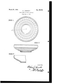 Cambridge #  14, #  15 Martha Washington, Victorian, Centennial Bowl Design Patent D 69735-1