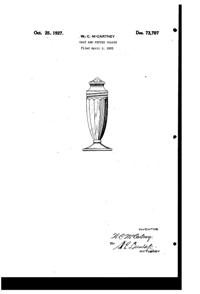 Cambridge # 395, #396 Shaker Design Patent D 73707-1