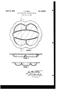 Cambridge #3400/ 67 Relish Tray Design Patent D 80954-1