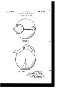 Cambridge #3400/ 38 Jug Design Patent D 84482-1
