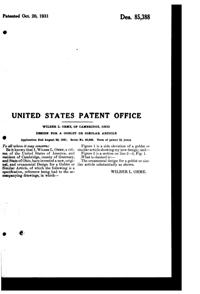 Cambridge #3400 Goblet Design Patent D 85388-2