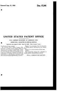 Cambridge #3400/113 Decanter Design Patent D 87846-2
