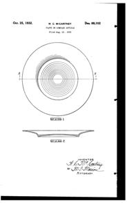 Cambridge #1402 Tally Ho Plate Design Patent D 88102-1