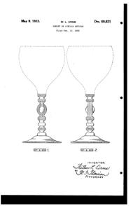 Cambridge #1402/100 Tally Ho Goblet Design Patent D 89821-1