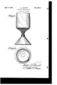 Cambridge #3105 Pressed Rose Point Goblet Design Patent D 95011-1