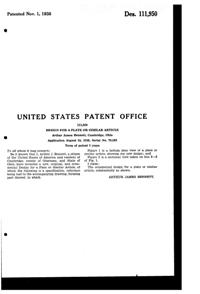 Cambridge #3600 Martha Plate Design Patent D111950-2