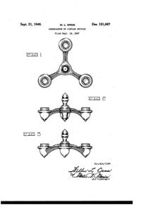 Cambridge 3-Candle Arm Design Patent D151067-1