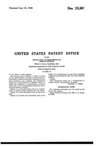 Cambridge 3-Candle Arm Design Patent D151067-2