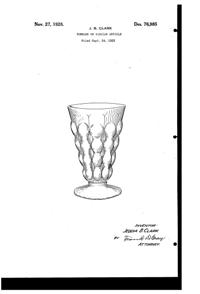 Indiana # 304 Soda Fountain Tumbler Design Patent D 76985-1