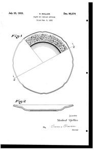 Indiana # 619 Indiana Custard Plate Design Patent D 90374-1