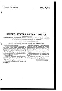 Indiana # 619 Indiana Custard Plate Design Patent D 90374-2