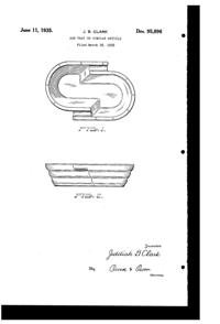 Indiana Ash Tray Design Patent D 95896-1