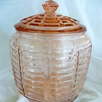 Anchor Hocking Paneled & Ribbed Cookie Jar w/ Cover