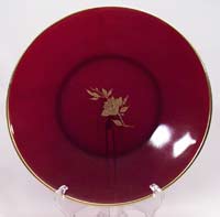 Hocking Royal Ruby Plate with Gold Decal Decoration
