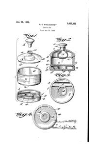 New Martinsville #1926/2 Mysterious Puff Box and Perfume Patent 1657312-1