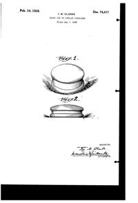 New Martinsville #1926 Puff Box Design Patent D 74417-1
