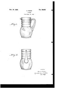Paden City # 191 Party Line Pitcher Design Patent D 68852-1