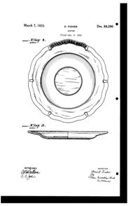 Paden City # 881 Gadroon Saucer Design Patent D 89390-1
