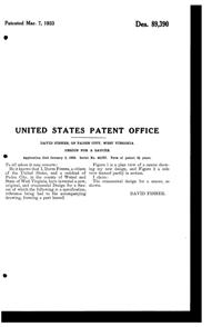 Paden City # 881 Gadroon Saucer Design Patent D 89390-2