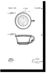 Paden City # 881 Gadroon Cup Design Patent D 89391-1