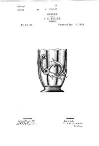 Duncan & Miller #2000 Flowered Scroll Vessel Design Patent D 22114-1