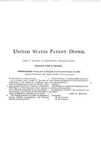 Duncan & Miller #2000 Flowered Scroll Vessel Design Patent D 22114-2