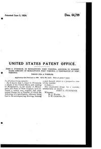 Morgantown Tumbler with Needle Etch Design Patent D 64799-2