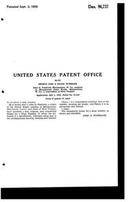 Morgantown Tumbler Design Patent D 96737-2