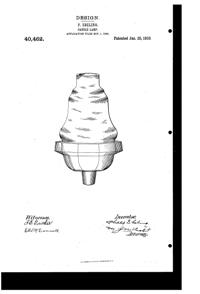 Fostoria #  26-1 Candle Lamp Design Patent D 40462-1