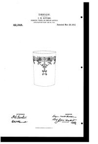 Fostoria # 214 Hayden Etch on #820 Tumbler Design Patent D 42348-1