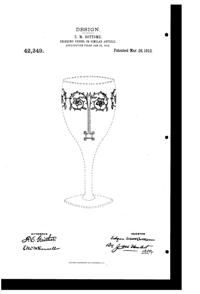 Fostoria # 212 Etch on #863 Goblet Design Patent D 42349-1