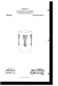 Fostoria # 215 Panel Etch on #820 Tumbler Design Patent D 42350-1