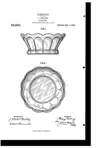 Fostoria #2222 Colonial Bowl Design Patent D 43800-1