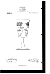 Fostoria # 232 Lotus Etch on #5070 Goblet Design Patent D 44352-1