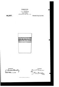 Fostoria #  37 Needle Etch on #820 Tumbler Design Patent D 44367-1
