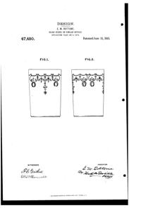 Fostoria # 238 Empire Etch on #820 Tumbler Design Patent D 47450-1