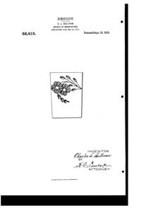 Fostoria # 138 Apple Blossom Cutting on #820 Tumbler Design Patent D 52413-1