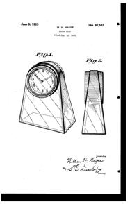Fostoria #2298 St. Clair Clock Design Patent D 67532-1