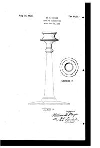 Fostoria #2324 Candlestick Design Patent D 68057-1