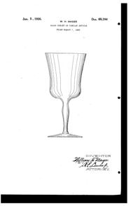 Fostoria # 869 Goblet Design Patent D 69184-1
